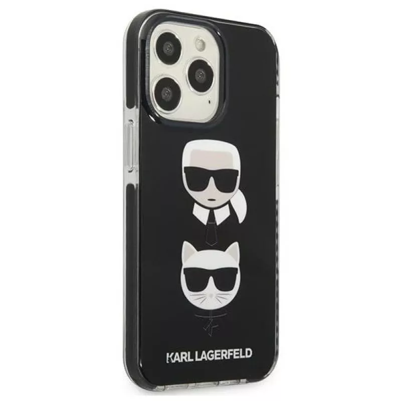 Karl Lagerfeld KLHCP13LTPE2TK funda rígida negra Karl & Choupette Head para iPhone 13 Pro / 13 6,1