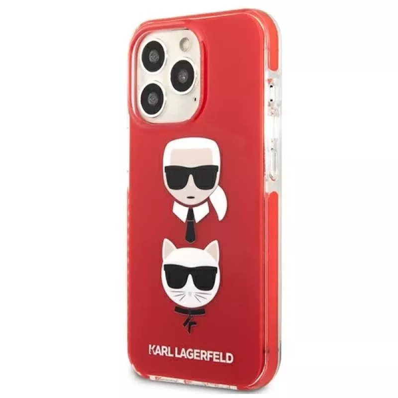 Karl Lagerfeld KLHCP13LTPE2TR funda rígida roja Karl & Choupette Head para iPhone 13 Pro / 13 6,1