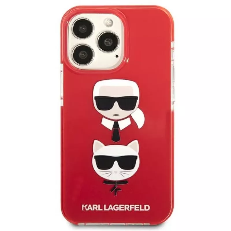 Karl Lagerfeld KLHCP13LTPE2TR funda rígida roja Karl & Choupette Head para iPhone 13 Pro / 13 6,1