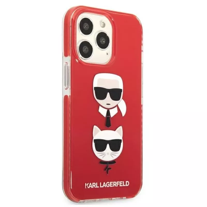 Karl Lagerfeld KLHCP13LTPE2TR funda rígida roja Karl & Choupette Head para iPhone 13 Pro / 13 6,1