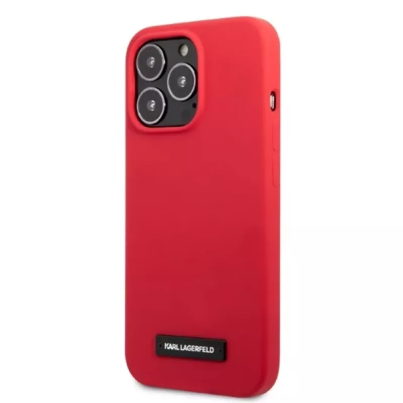 Karl Lagerfeld KLHCP13LSLMP1R funda rígida de silicona con placa para iPhone 13 Pro / 13 6,1