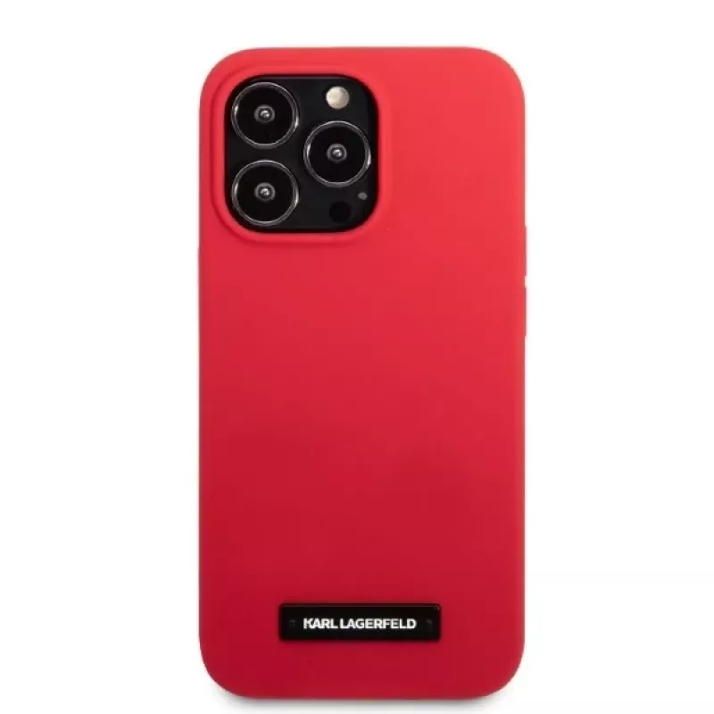 Karl Lagerfeld KLHCP13LSLMP1R funda rígida de silicona con placa para iPhone 13 Pro / 13 6,1