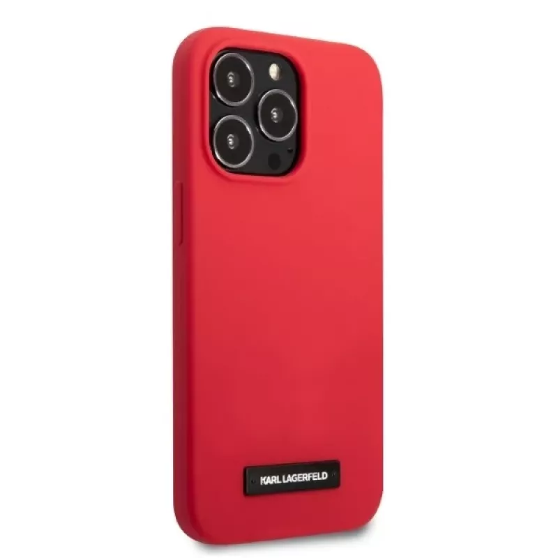 Karl Lagerfeld KLHCP13LSLMP1R funda rígida de silicona con placa para iPhone 13 Pro / 13 6,1