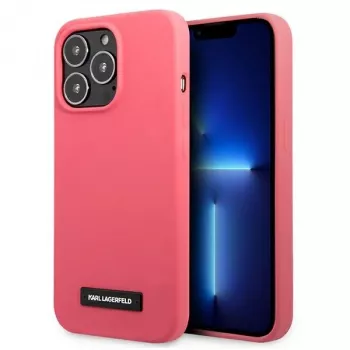Karl Lagerfeld funda rígida fucsia de silicona con placa para iPhone 13 Pro Max 6,7