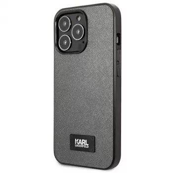 Karl Lagerfeld KLHCP13LSFMP2DG funda rígida Saffiano con placa para iPhone 13 Pro / 13 6,1