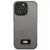 Karl Lagerfeld KLHCP13LSFMP2DG funda rígida Saffiano con placa para iPhone 13 Pro / 13 6,1