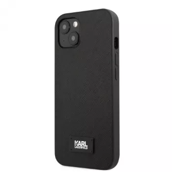 Karl Lagerfeld KLHCP13SSFMP2K funda rígida Saffiano con placa para iPhone 13 mini, negra