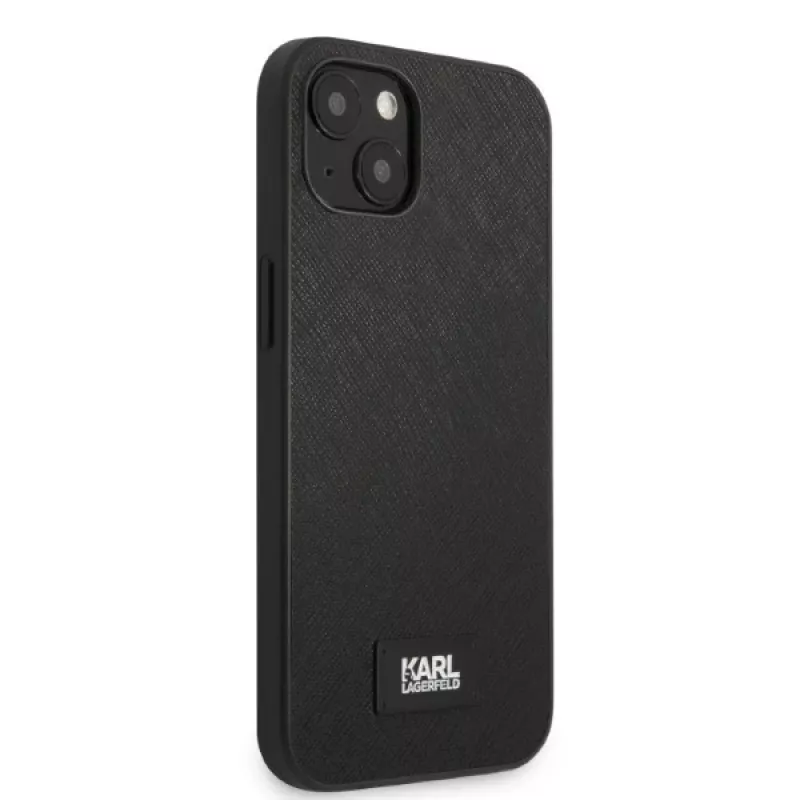 Karl Lagerfeld KLHCP13SSFMP2K funda rígida Saffiano con placa para iPhone 13 mini, negra