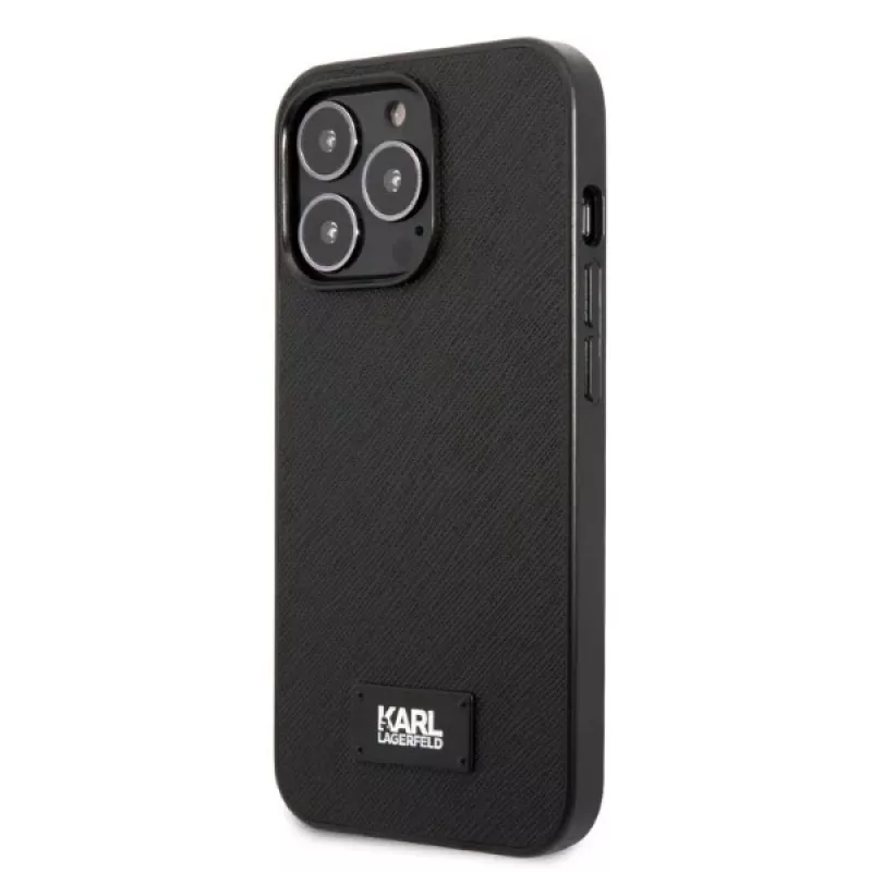 Karl Lagerfeld KLHCP13LSFMP2K iPhone 13 Pro / 13 6.1 carcasa rígida Black Saffiano Plaque