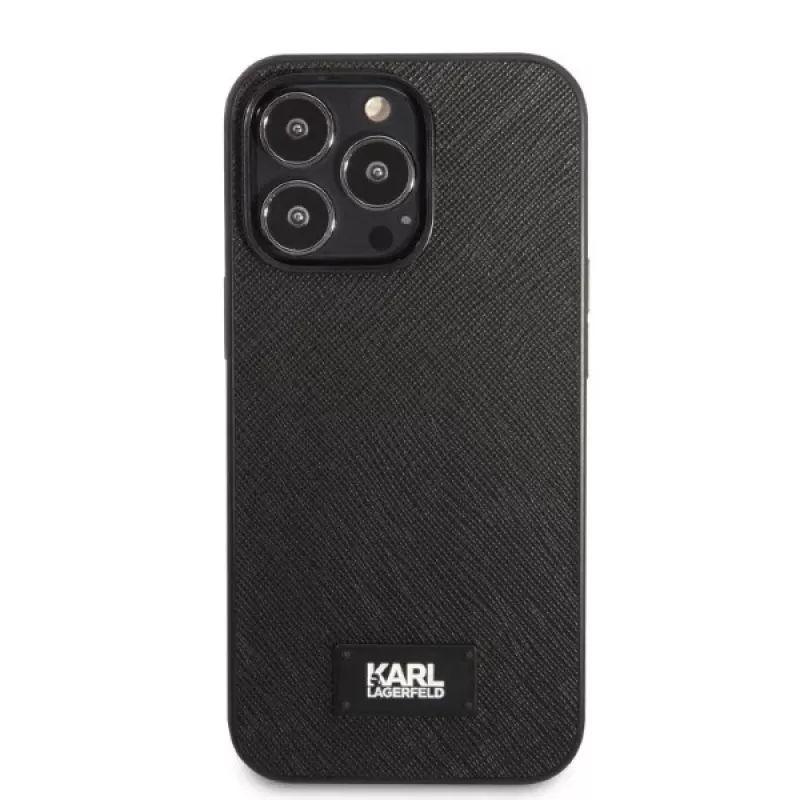 Karl Lagerfeld KLHCP13LSFMP2K iPhone 13 Pro / 13 6.1 carcasa rígida Black Saffiano Plaque