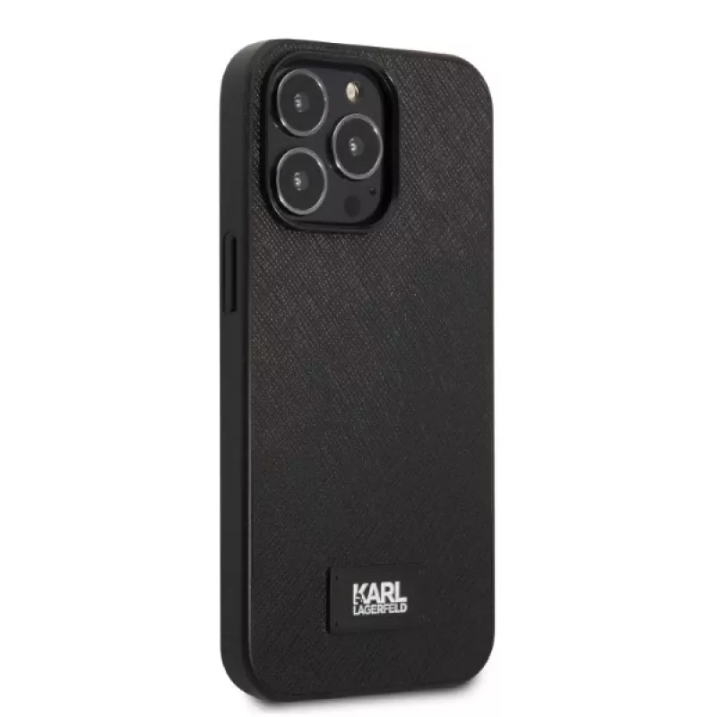 Karl Lagerfeld KLHCP13LSFMP2K iPhone 13 Pro / 13 6.1 carcasa rígida Black Saffiano Plaque