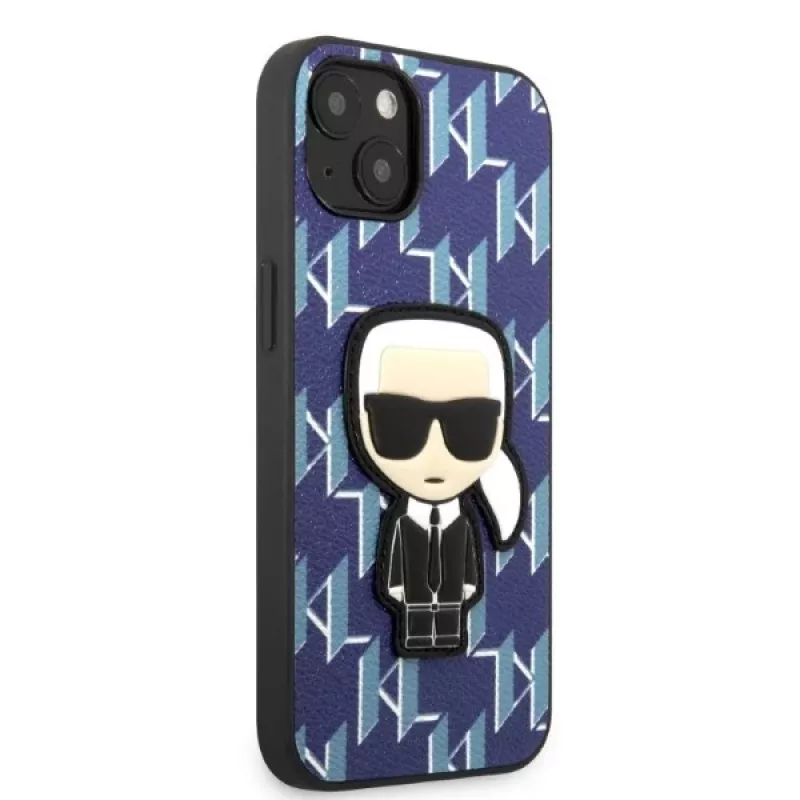 Karl Lagerfeld KLHCP13SPMNIKBL Funda rígida Blue Monogram Ikonik Patch para iPhone 13 mini