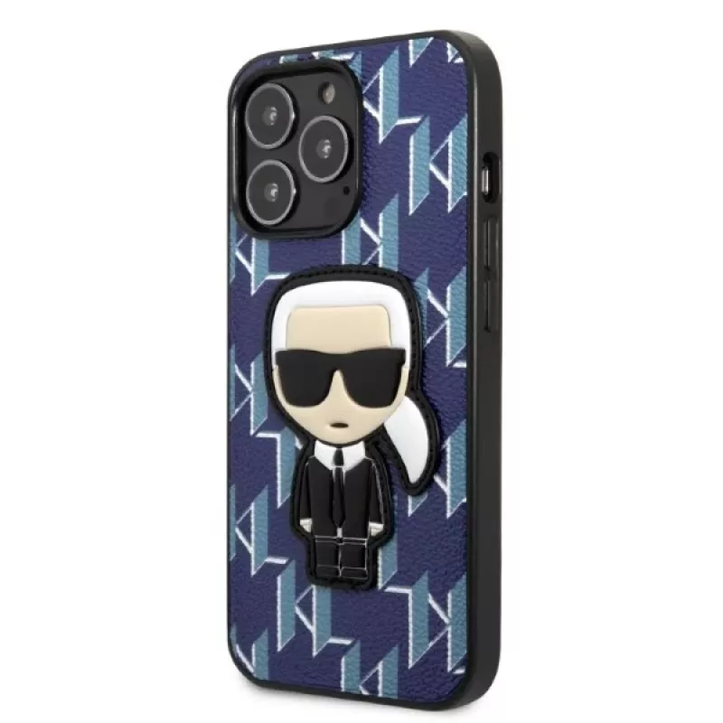 Karl Lagerfeld KLHCP13LPMNIKBL Funda rígida Blue Monogram Ikonik Patch para iPhone 13 Pro / 13 6,1
