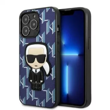 Karl Lagerfeld KLHCP13XPMNIKBL Funda rígida azul Monogram Ikonik Patch para iPhone 13 Pro Max 6,7