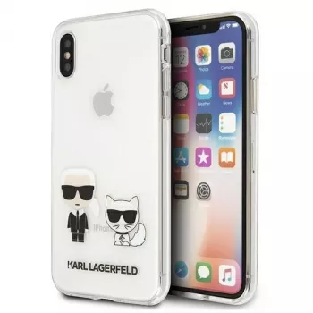 Karl Lagerfeld KLHCI65CKTR Funda rígida para Apple iPhone Xs Max, transparente, diseño Karl & Choupette
