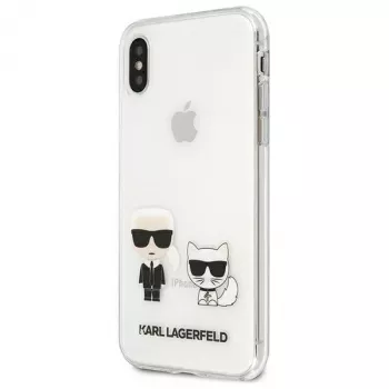 Karl Lagerfeld KLHCI65CKTR Funda rígida para Apple iPhone Xs Max, transparente, diseño Karl & Choupette