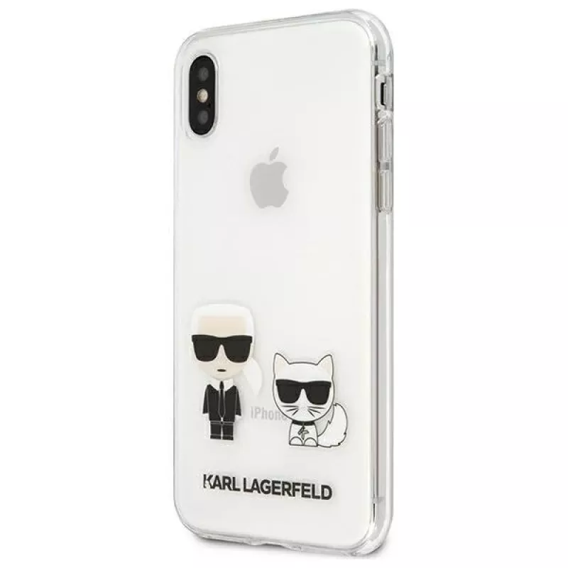 Karl Lagerfeld KLHCI65CKTR Funda rígida para Apple iPhone Xs Max, transparente, diseño Karl & Choupette