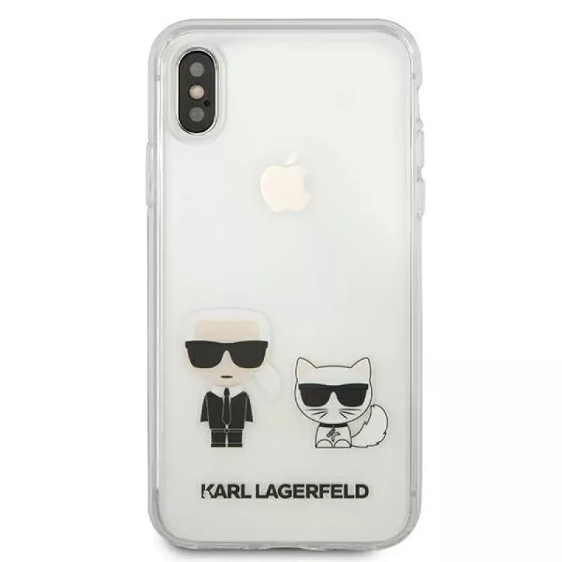 Karl Lagerfeld KLHCI65CKTR Funda rígida para Apple iPhone Xs Max, transparente, diseño Karl & Choupette