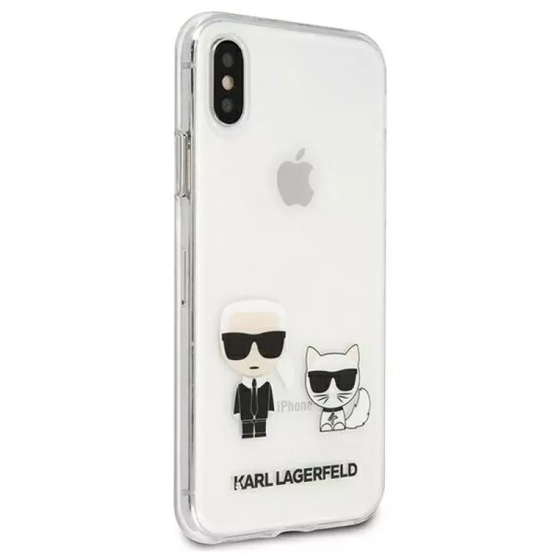 Karl Lagerfeld KLHCI65CKTR Funda rígida para Apple iPhone Xs Max, transparente, diseño Karl & Choupette