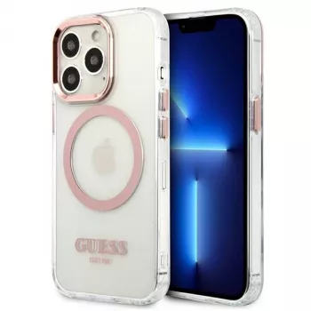 Guess Funda rígida Metal Outline MagSafe para iPhone 13 Pro / 13 6,1 inch - rosa