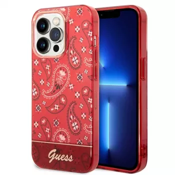 Guess GUHCP14LHGBNHR Funda rígida Bandana Paisley para Apple iPhone 14 Pro 6,1 inch roja