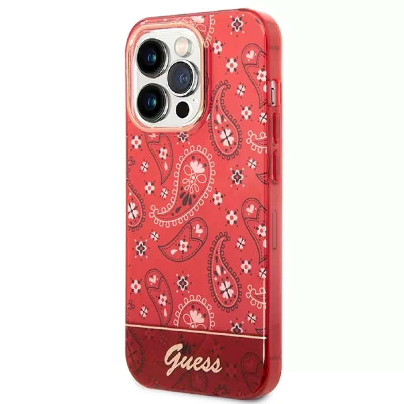 Guess GUHCP14LHGBNHR Funda rígida Bandana Paisley para Apple iPhone 14 Pro 6,1