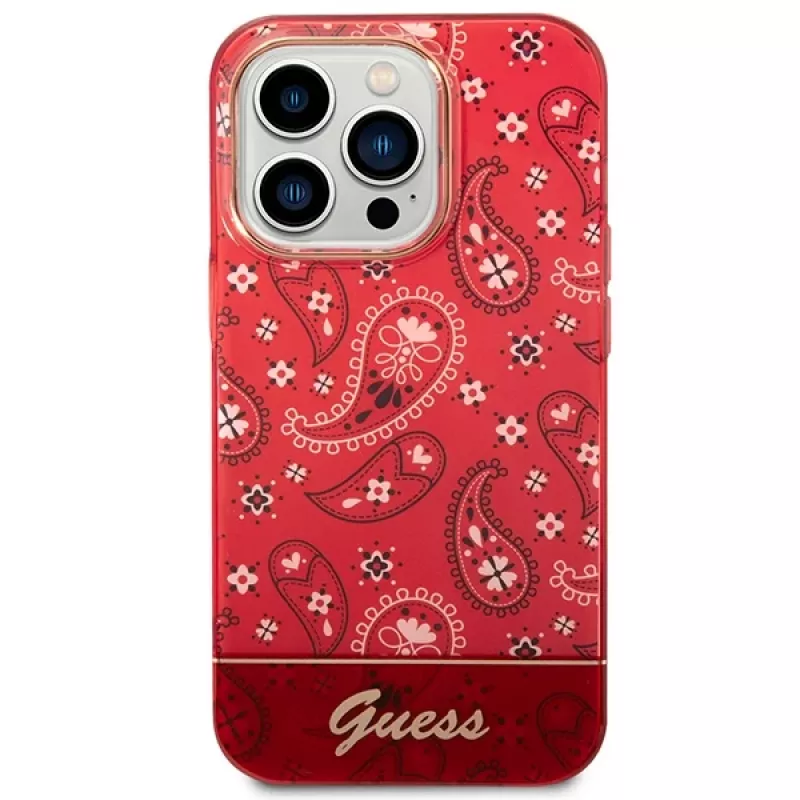 Guess GUHCP14LHGBNHR Funda rígida Bandana Paisley para Apple iPhone 14 Pro 6,1