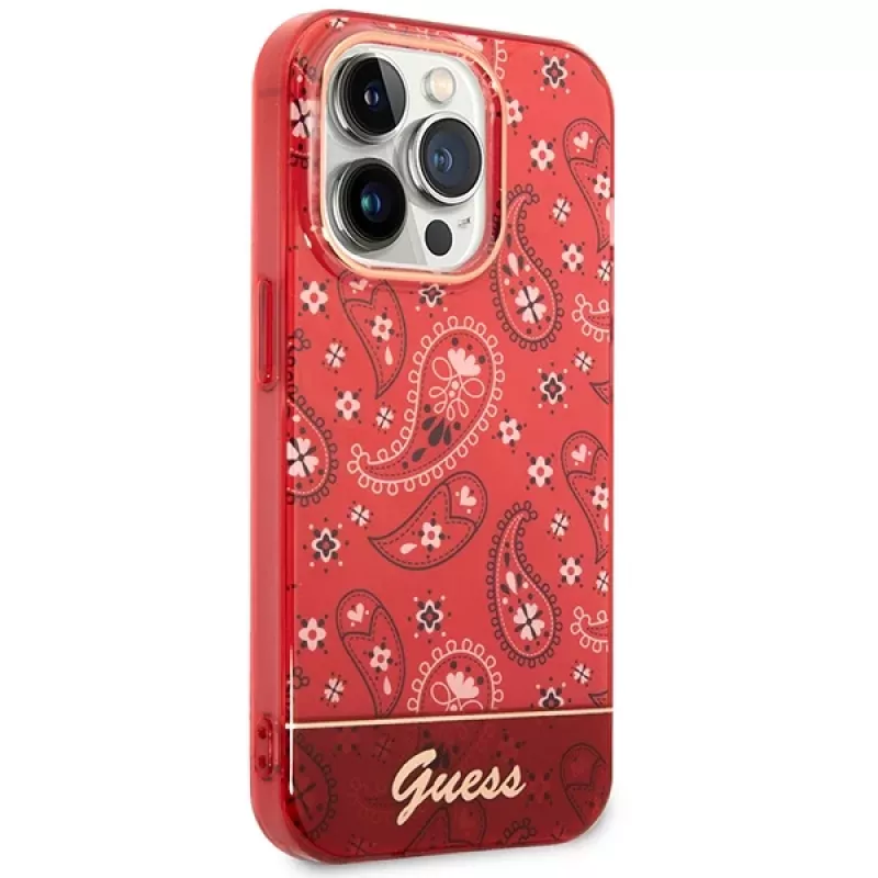 Guess GUHCP14LHGBNHR Funda rígida Bandana Paisley para Apple iPhone 14 Pro 6,1