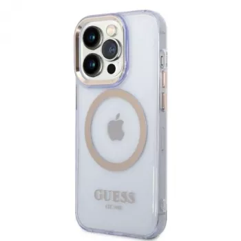 Guess Funda rígida translúcida Gold Outline para Apple iPhone 14 Pro 6,1