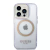 Guess Funda rígida translúcida Gold Outline para Apple iPhone 14 Pro 6,1