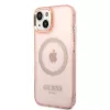 Guess Funda rígida translúcida MagSafe Gold Outline para iPhone 13/14/15 6,1