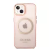 Guess Funda rígida translúcida MagSafe Gold Outline para iPhone 13/14/15 6,1