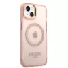 Guess Funda rígida translúcida MagSafe Gold Outline para iPhone 13/14/15 6,1