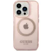 Guess Funda rígida translúcida MagSafe Gold Outline para iPhone 14 Pro Max 6,7