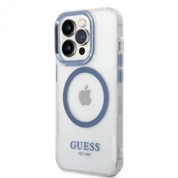 Guess Funda rígida Metal Outline MagSafe para Apple iPhone 14 Pro Max 6,7 inch - azul