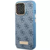 Guess GUHMP14LU4GPRB Funda rígida azul 4G Logo Plate MagSafe para iPhone 14 Pro 6,1