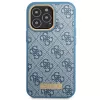 Guess GUHMP14LU4GPRB Funda rígida azul 4G Logo Plate MagSafe para iPhone 14 Pro 6,1