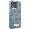 Guess GUHMP14LU4GPRB Funda rígida azul 4G Logo Plate MagSafe para iPhone 14 Pro 6,1