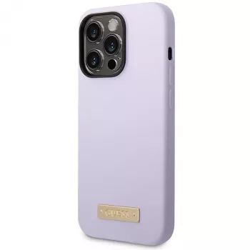 Guess GUHMP14LSBPLU Funda rígida de silicona con placa de logo para Apple iPhone 14 Pro 6,1