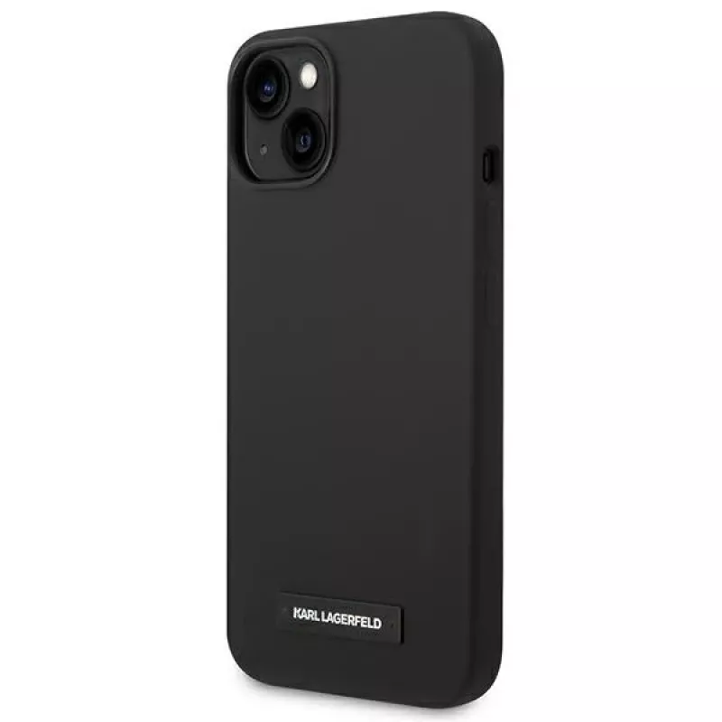 Karl Lagerfeld KLHMP14MSLMP1K Funda rígida de silicona Plaque MagSafe para iPhone 14 Plus / 15 Plus 6,7