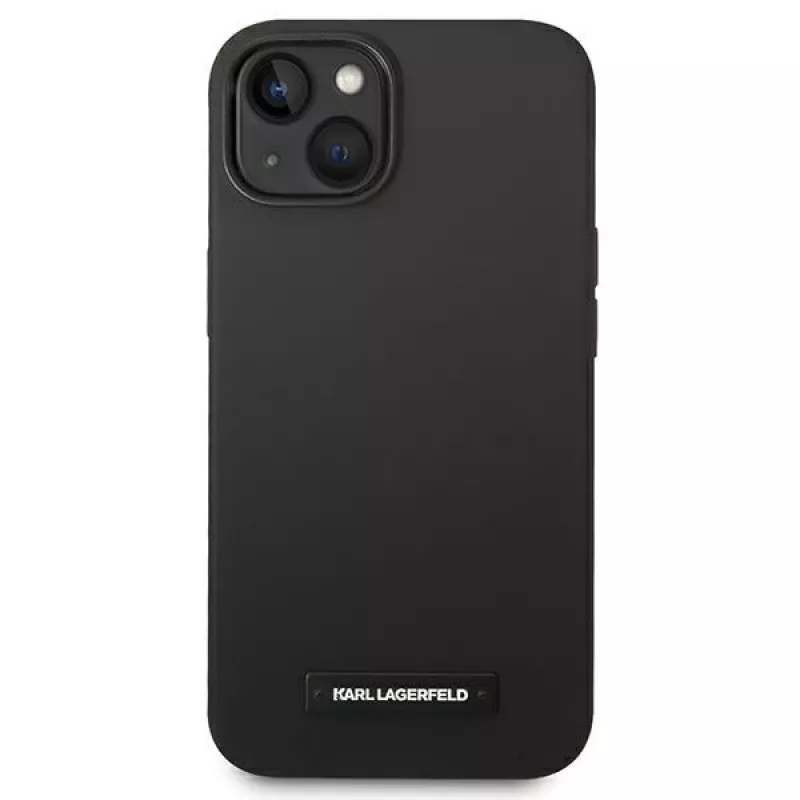Karl Lagerfeld KLHMP14MSLMP1K Funda rígida de silicona Plaque MagSafe para iPhone 14 Plus / 15 Plus 6,7