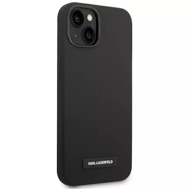 Karl Lagerfeld KLHMP14MSLMP1K Funda rígida de silicona Plaque MagSafe para iPhone 14 Plus / 15 Plus 6,7