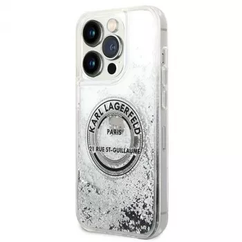 Karl Lagerfeld Funda rígida Liquid Glitter RSG Silver para iPhone 14 Pro 6,1