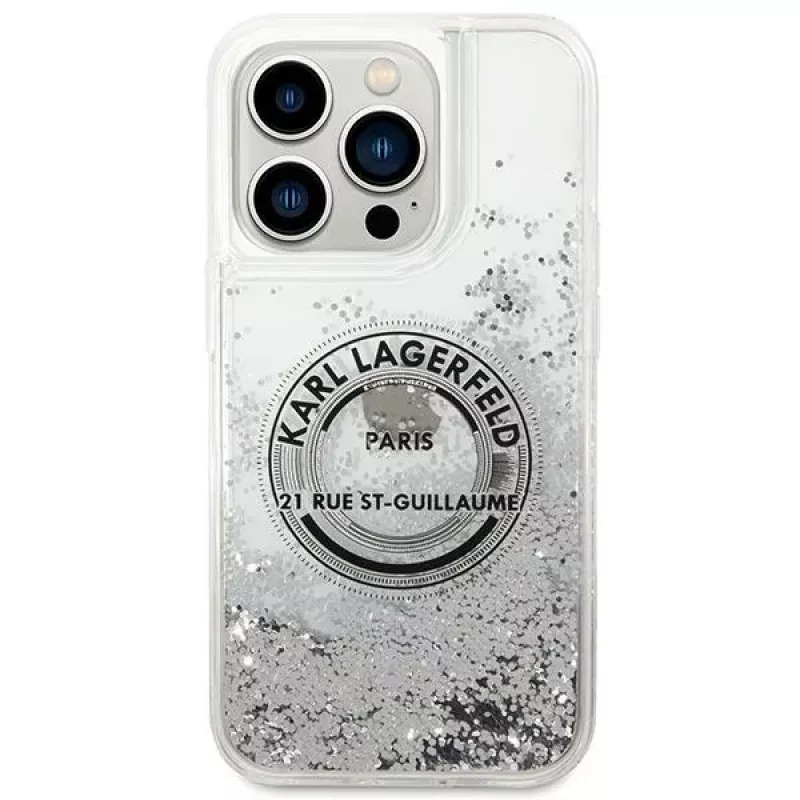 Karl Lagerfeld KLHCP14XLCRSGRS Funda rígida Liquid Glitter para Apple iPhone 14 Pro Max 6,7