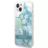 Guess GUHCP14SLFLSN Funda rígida Flower Liquid Glitter para Apple iPhone 13 / 14 / 15 6,1
