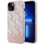 GUESS Funda rígida rosa GCube Stripes MagSafe para iPhone 13/14/15