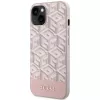 GUESS Funda rígida rosa GCube Stripes MagSafe para iPhone 13/14/15