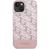 GUESS Funda rígida rosa GCube Stripes MagSafe para iPhone 13/14/15