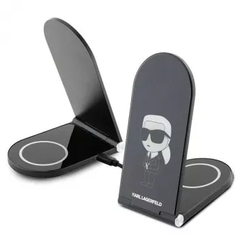 Karl Lagerfeld cargador inalámbrico plegable 2 en 1 15W negro Ikonik MagSafe