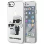 Karl Lagerfeld KLHCI8HNKCTGT Funda rígida transparente Glitter Karl & Choupette para iPhone 7/8/SE 2020 / SE 2022